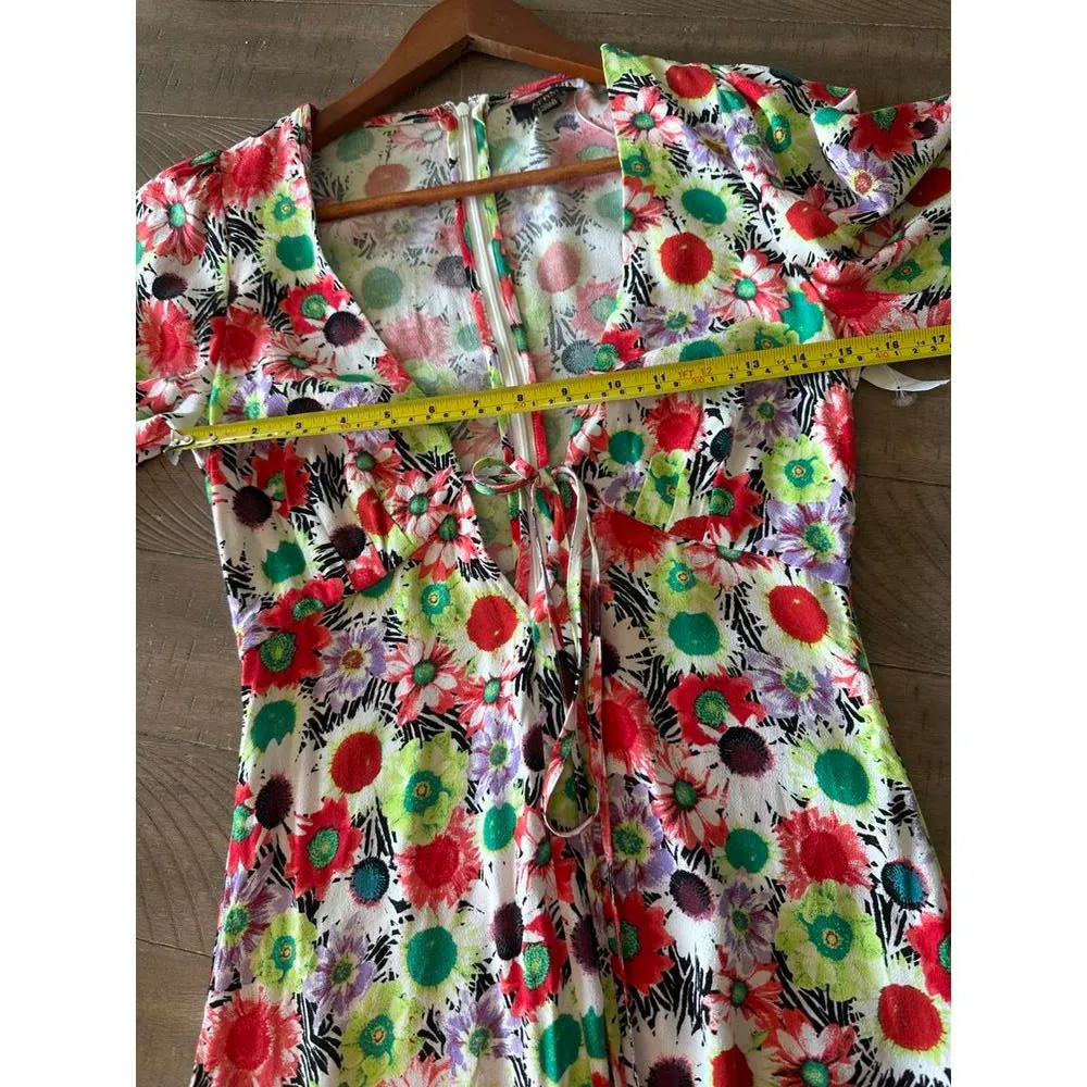 NWT AFRM Caprice Long Sleeve Mini Dress in Summer Daisy Bouquet Women’s size XS​ Red - Image 10