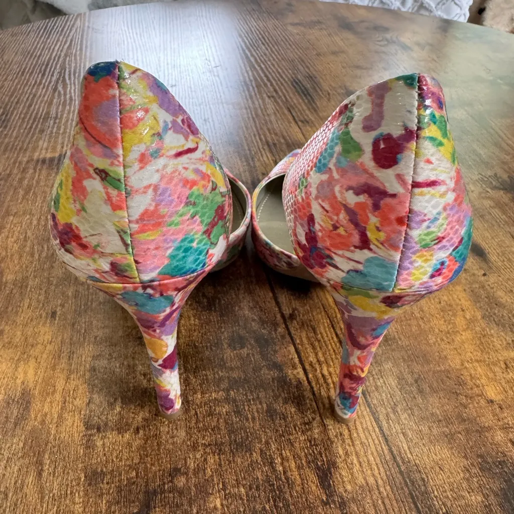 a.n.a Multicolor Floral Women's Heels sz 9 - Image 4