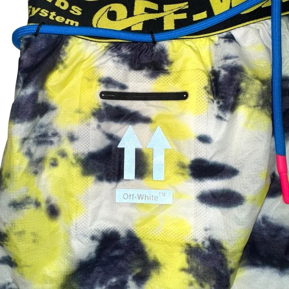 Off White x Nike Technical Tie Dye Reflective Black and Yellow Shorts MEDIUM - Image 9