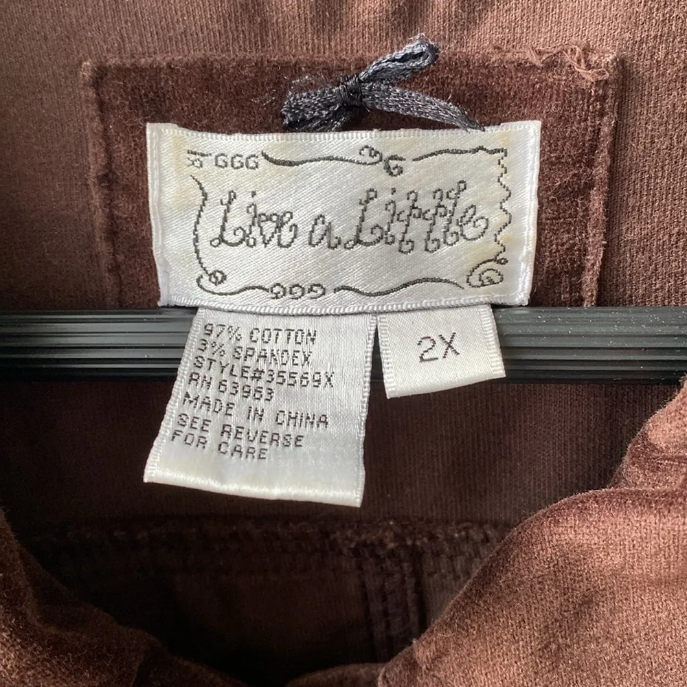 π€ Live A Little Chocolate Brown Cotton Stretch Corduroy Trucker Jacket, 2X - Image 5
