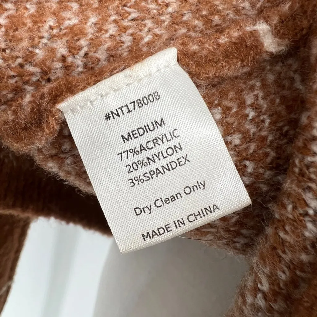 Lumière Windowpane Cowl Neck Sweater Brown Size Medium - Image 9