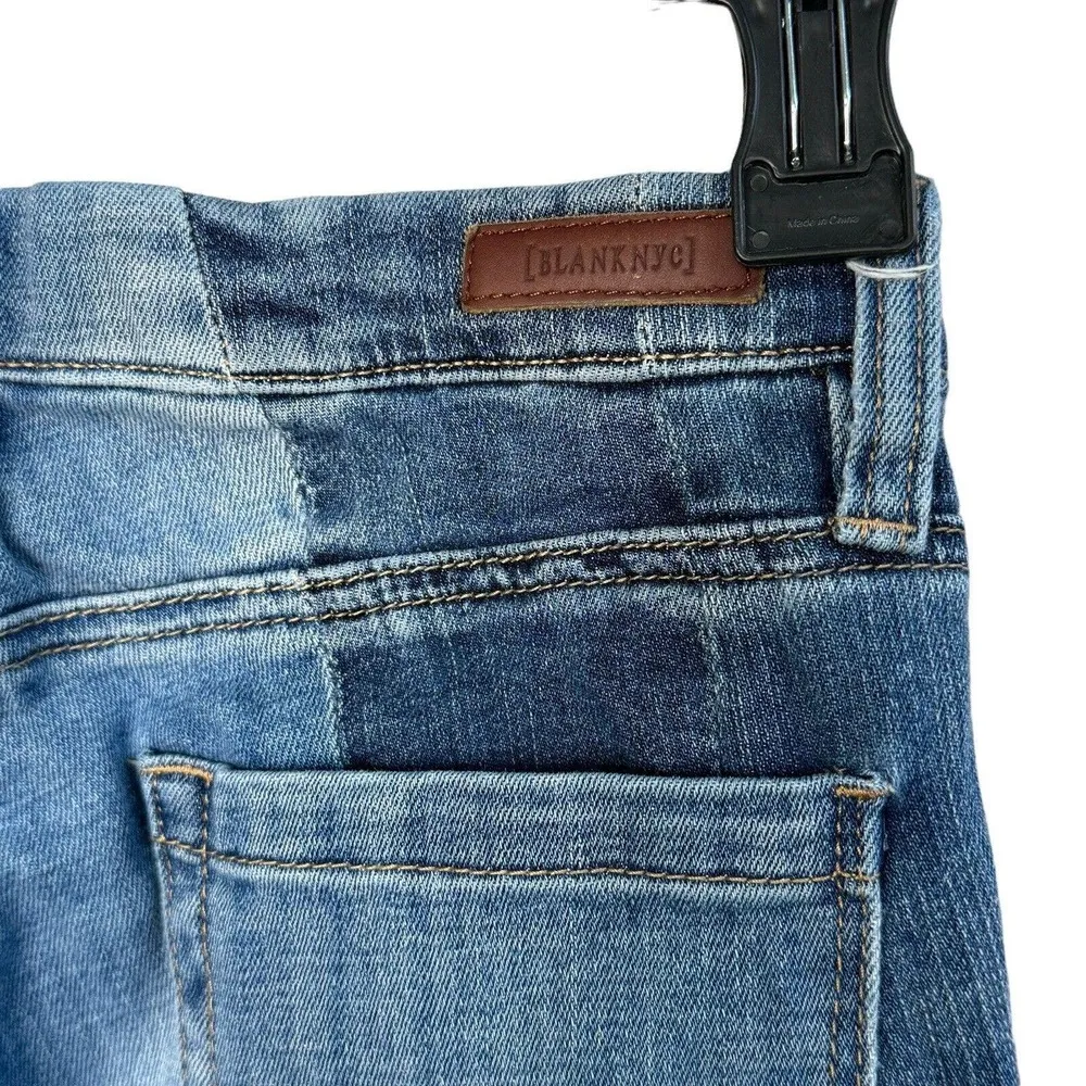 Blank NYC SZ 25 High & Low Skinny Crop Jeans Patchwork Zip-Fly Frayed Step Hem - Image 8