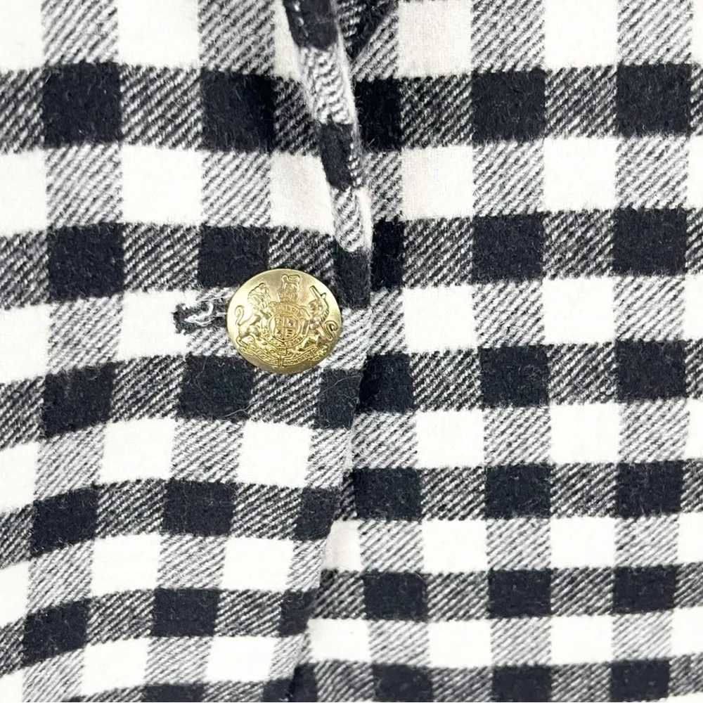 J. CREW Factory Wool Blend Black White Buffalo Check One Button Blazer, Size 6 - Image 11