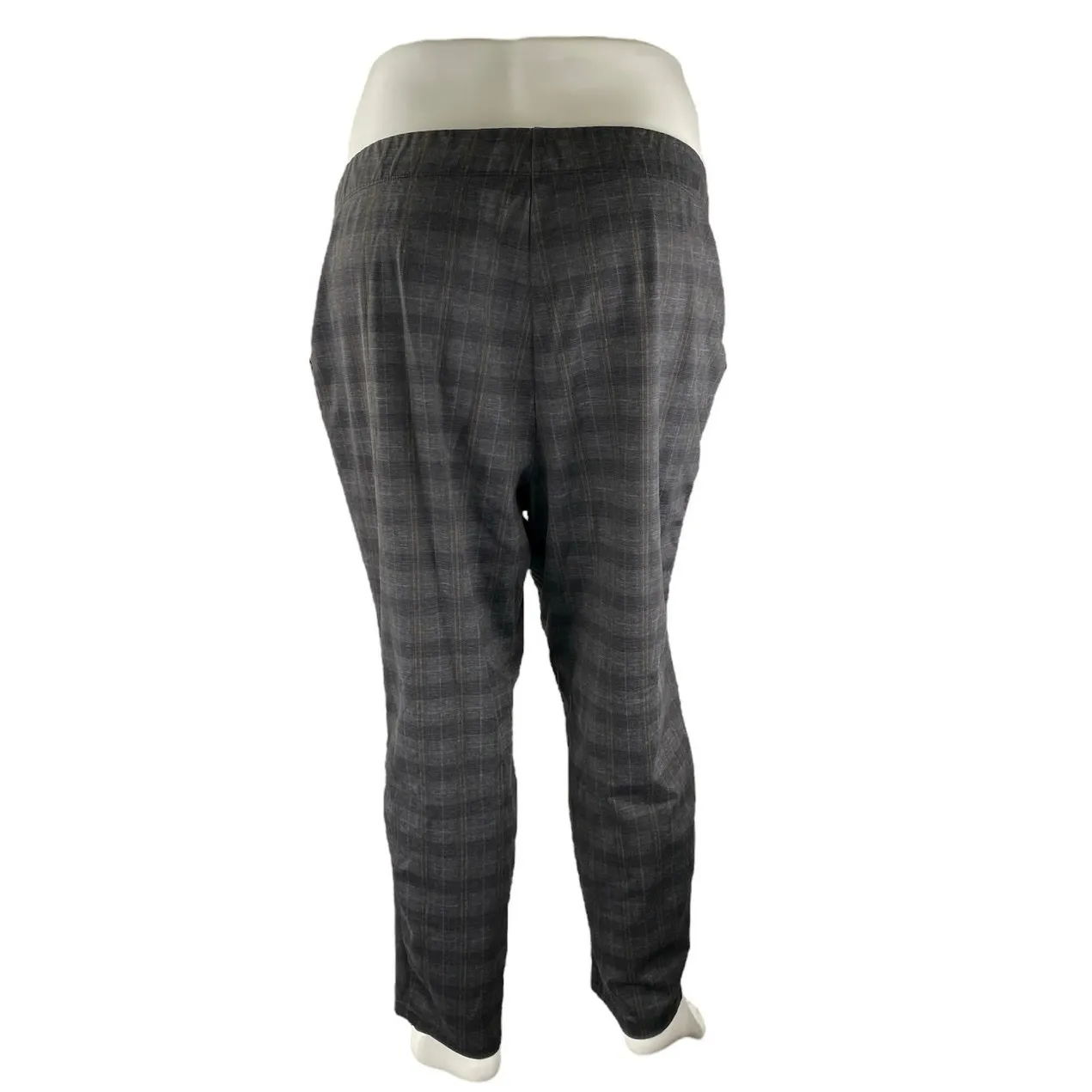 Max Studio Black Gray Plaid Pull On High Rise Straight Trousers Pants Size 3XL - Image 3