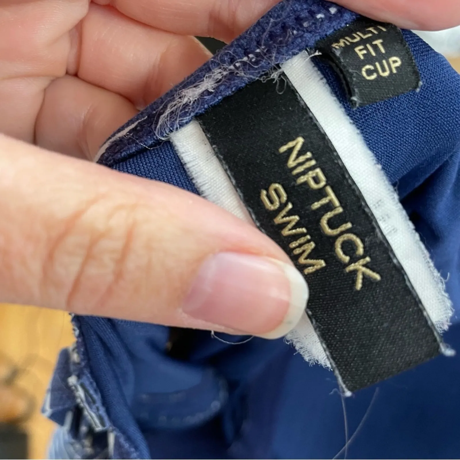 Niptuck Swim Womens Pinup Style One Piece Swimsuit 10 Striped Sweetheart Neck Blue - Image 8