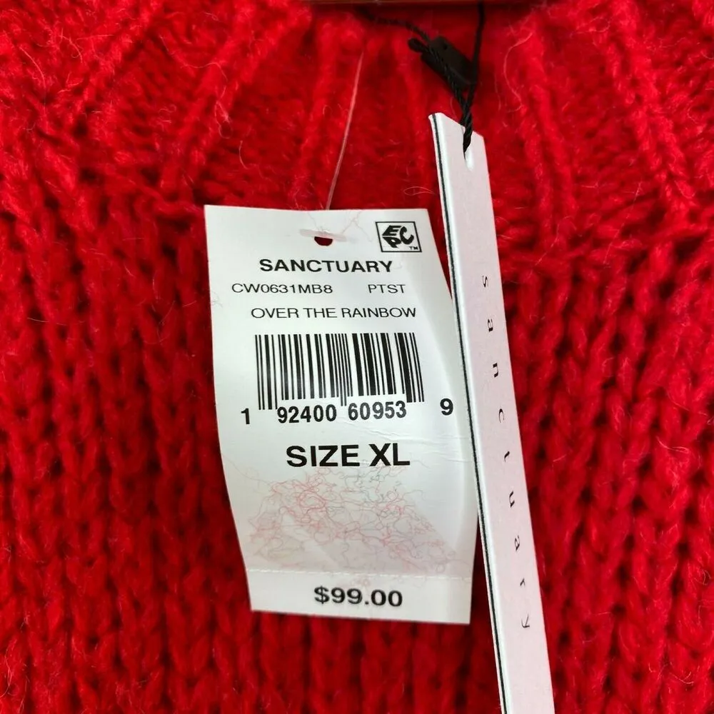 Sanctuary Sweater Women XL Rainbow Striped Knit Chunky Pullover Wool Alpaca NWT - Image 7