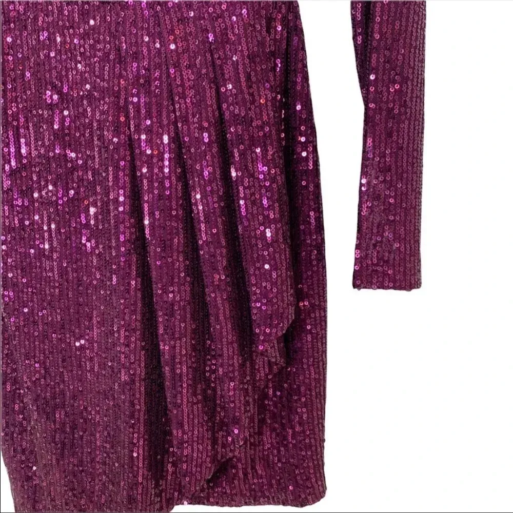 B. Darlin Long-Sleeve Sequin Mesh Asymmetric Faux-Wrap Dress Size 0 NWT - Image 6
