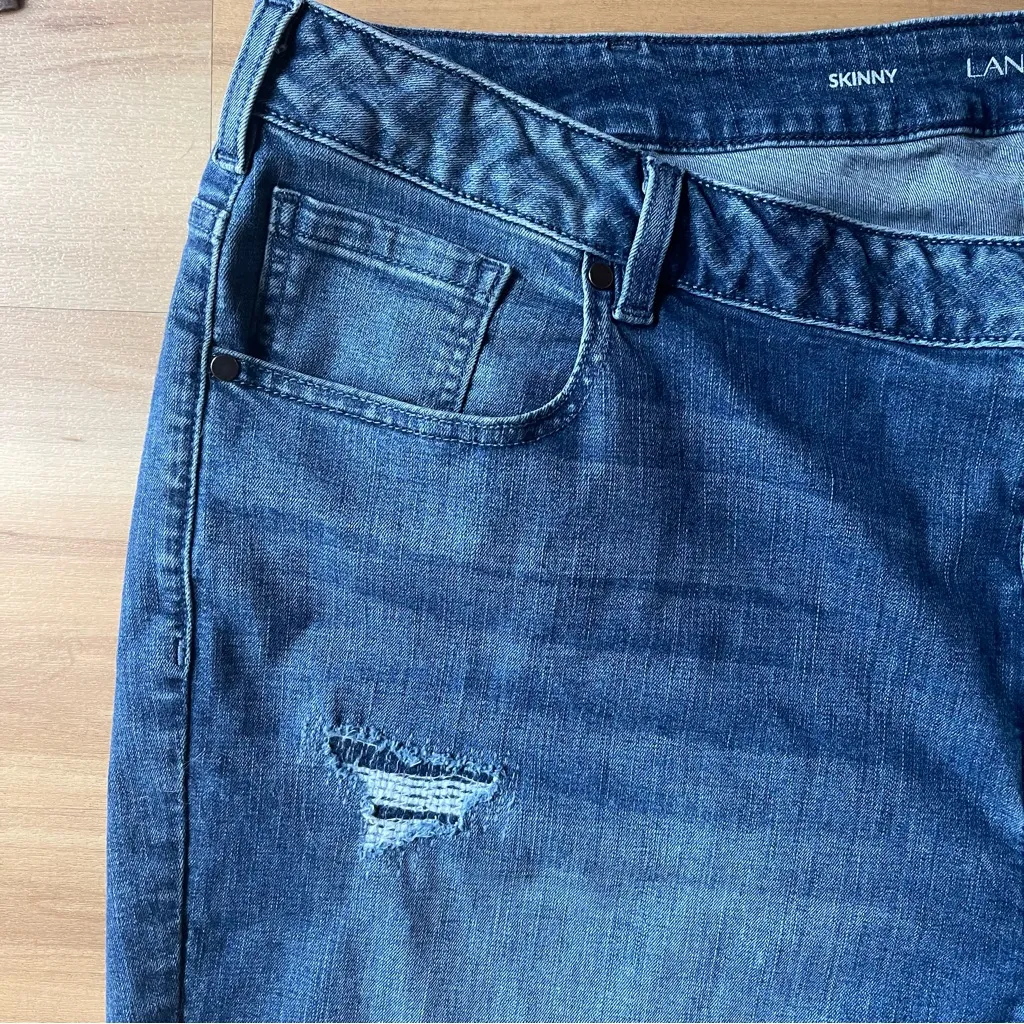 Lane Bryant distressed ankle skinny jeans Fringe Boho Plus size 28R - Image 2