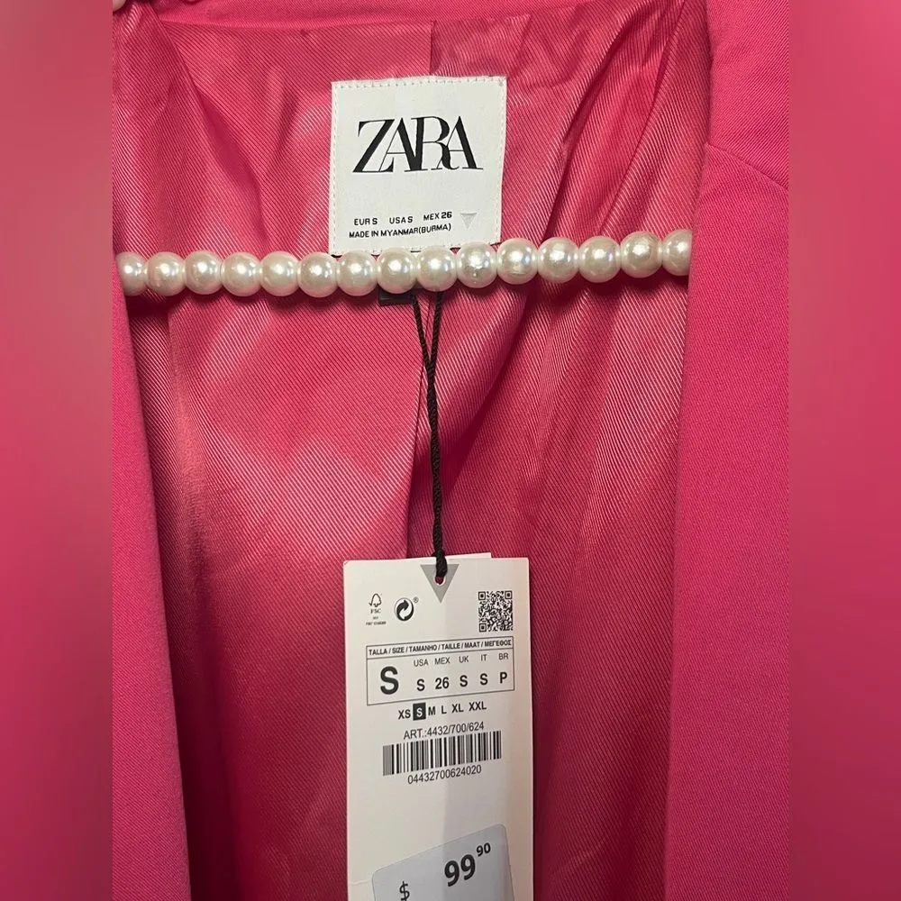 Zara Vibrant Pink Oversized Blazer Size S FLAWED - Image 6
