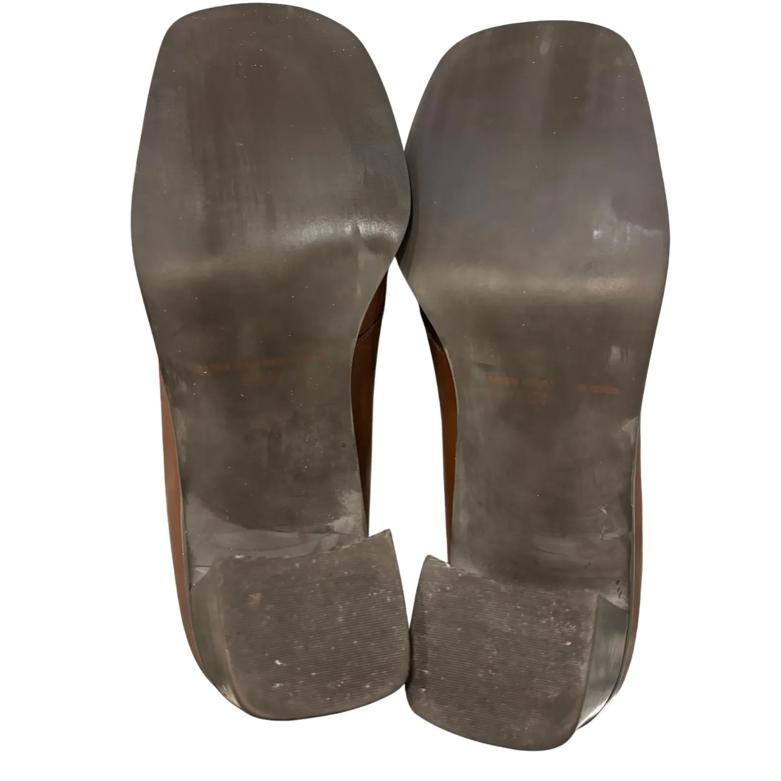 Y2K vintage clueless friends chocolate brown leather block heel loafers, 8.5 - Image 7