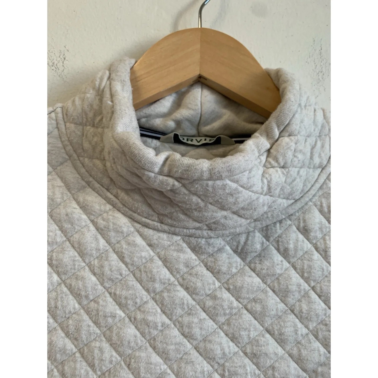 Orvis Womens Quilted Sweater Heather Pullover Diamond Pattern Mock Neck Cozy XS - Image 7