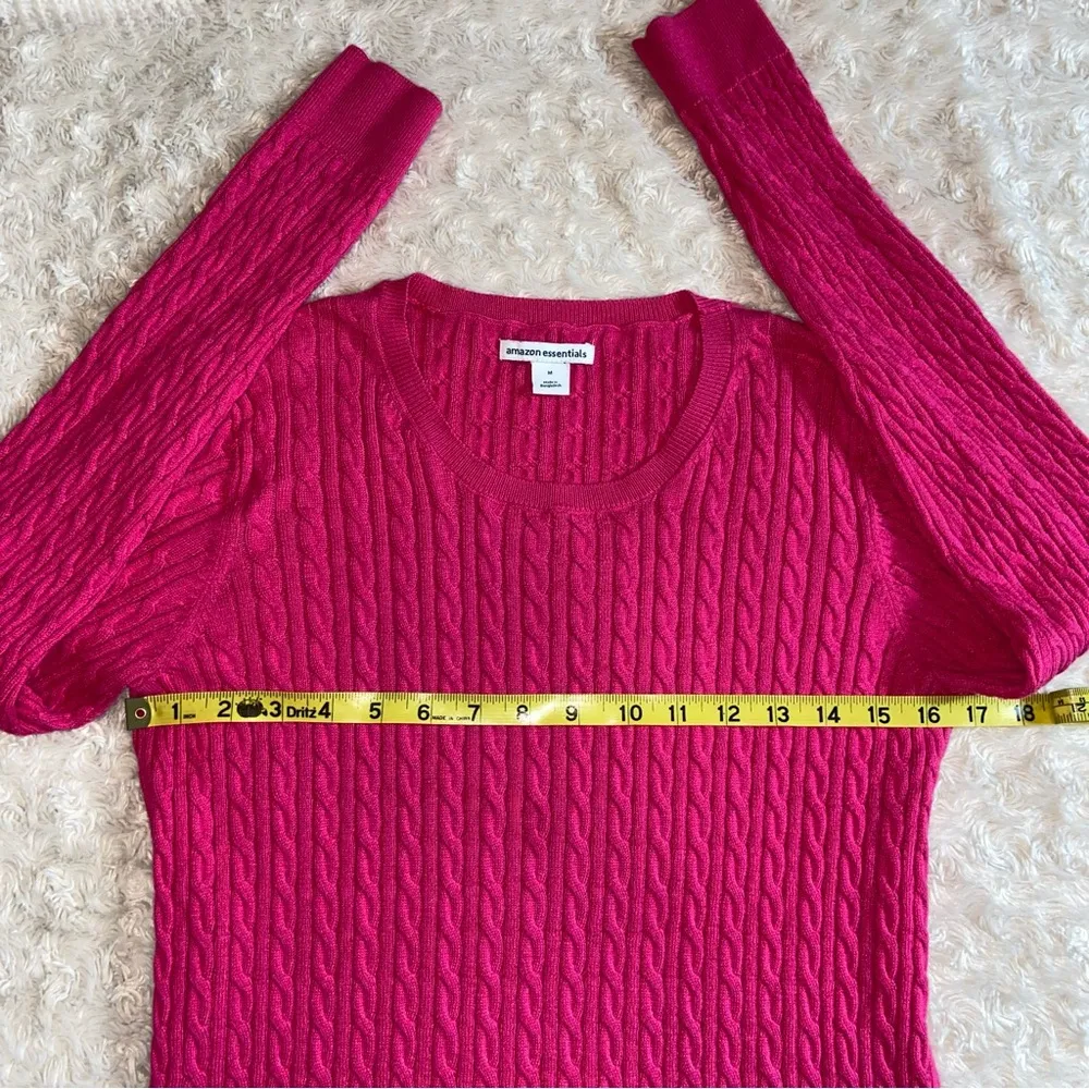 Amazon Essentials Hot Pink Cable Knit Cotton Blend Lightweight Sweater M Medium - Image 9