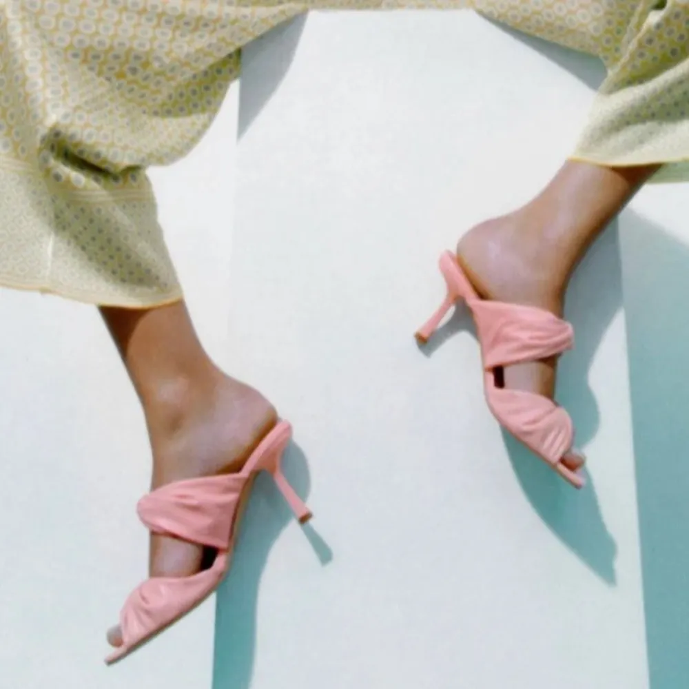 Zara pink thick strap mule heel sandals blogger style | US 10, EU 41 - Image 2