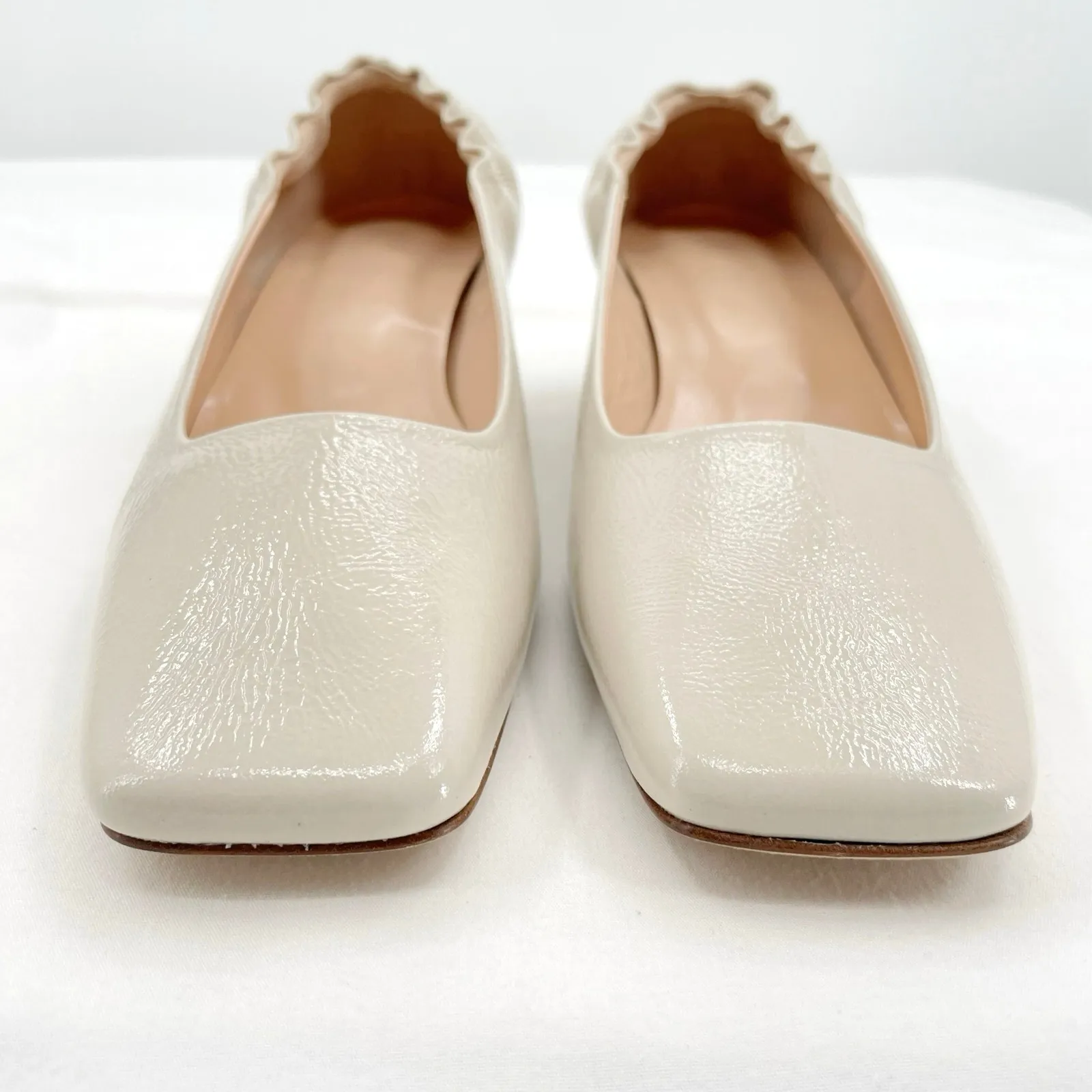 Akaada Nyoko Light Beige Soft Naplak Pumps Neutral Cream Square Toe Heel Size 36 - Image 6