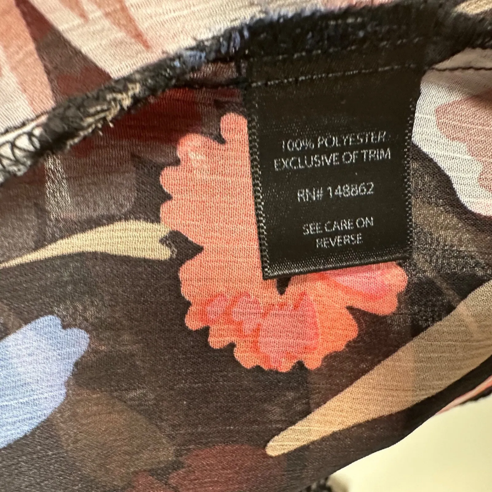 Torrid Floral Kimono Duster Women's 00/0 M/L Black Floral Lace Trim Long Open - Image 7