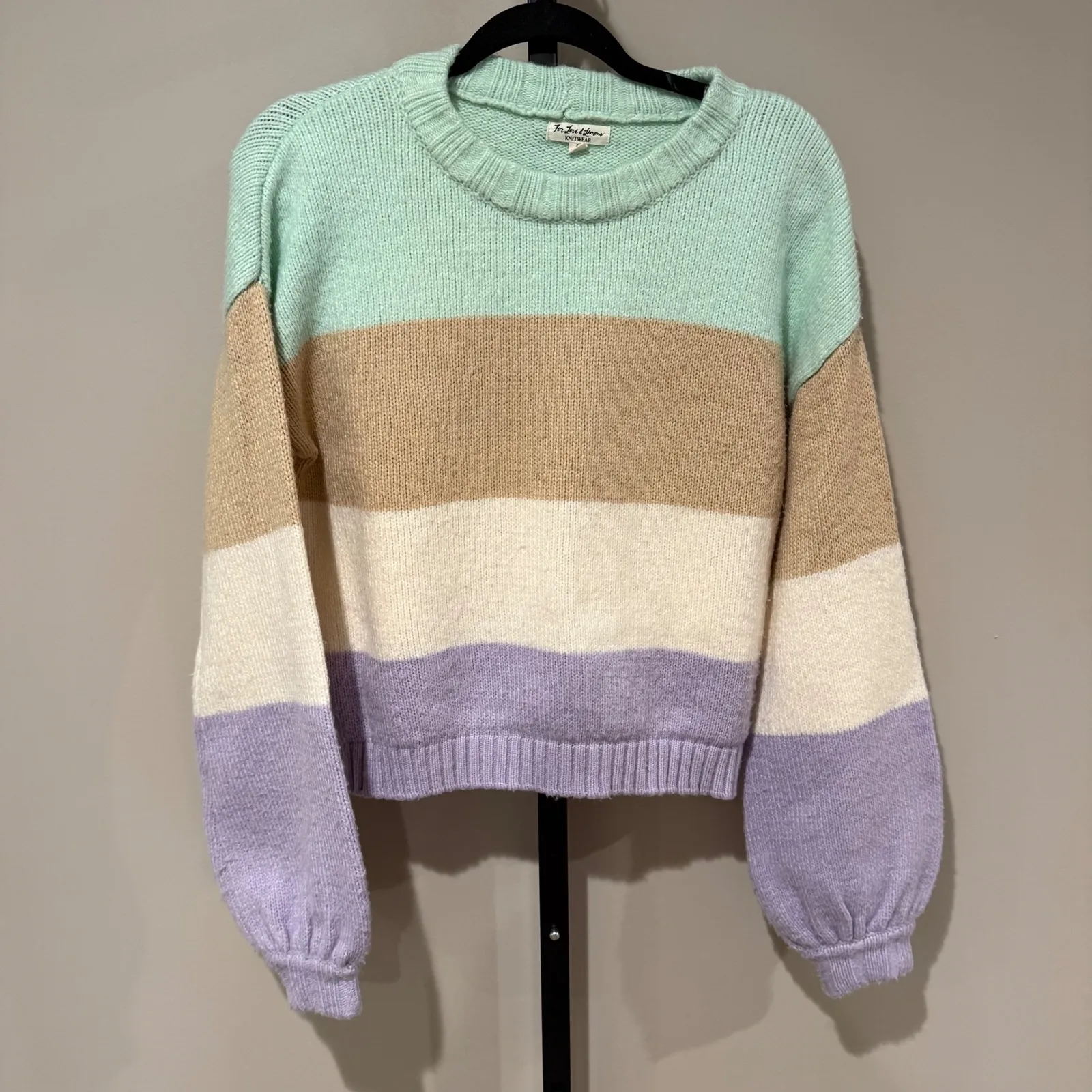 For Love and Lemons Hailey Striped Colorblock Pastel Sweater Size‎ Small - Image 2