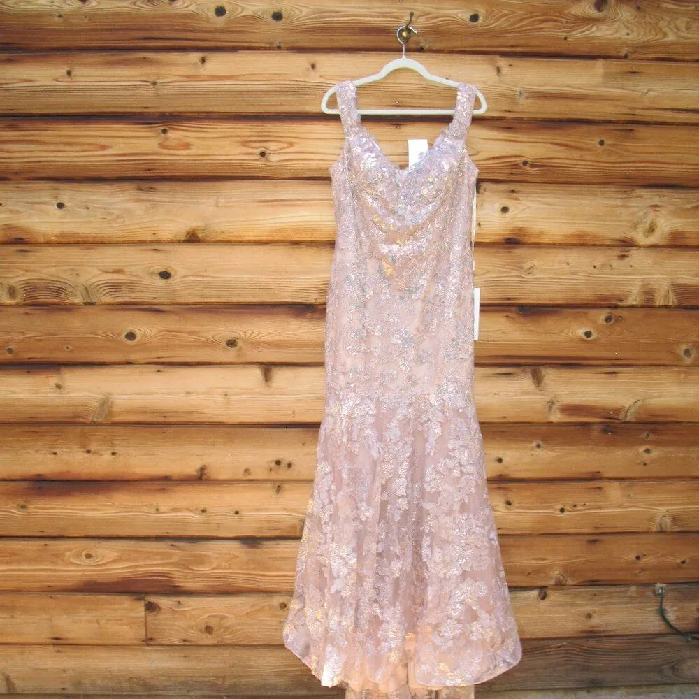 LARA OFF SHOULDER MERMAID BEADED GOWN Pink Size 16 - Image 3