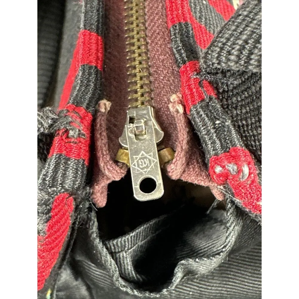 Vintage South American Embroidered Woven Tapestry Baguette Purse Shoulder Bag Black - Image 8