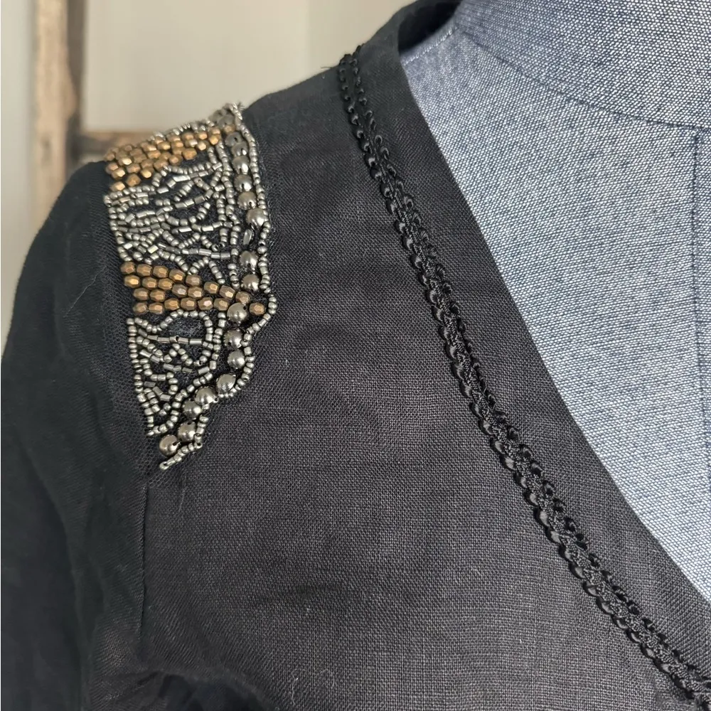 Harlowe & Graham NWOT 100% Linen Beaded Crop blazer - Image 6