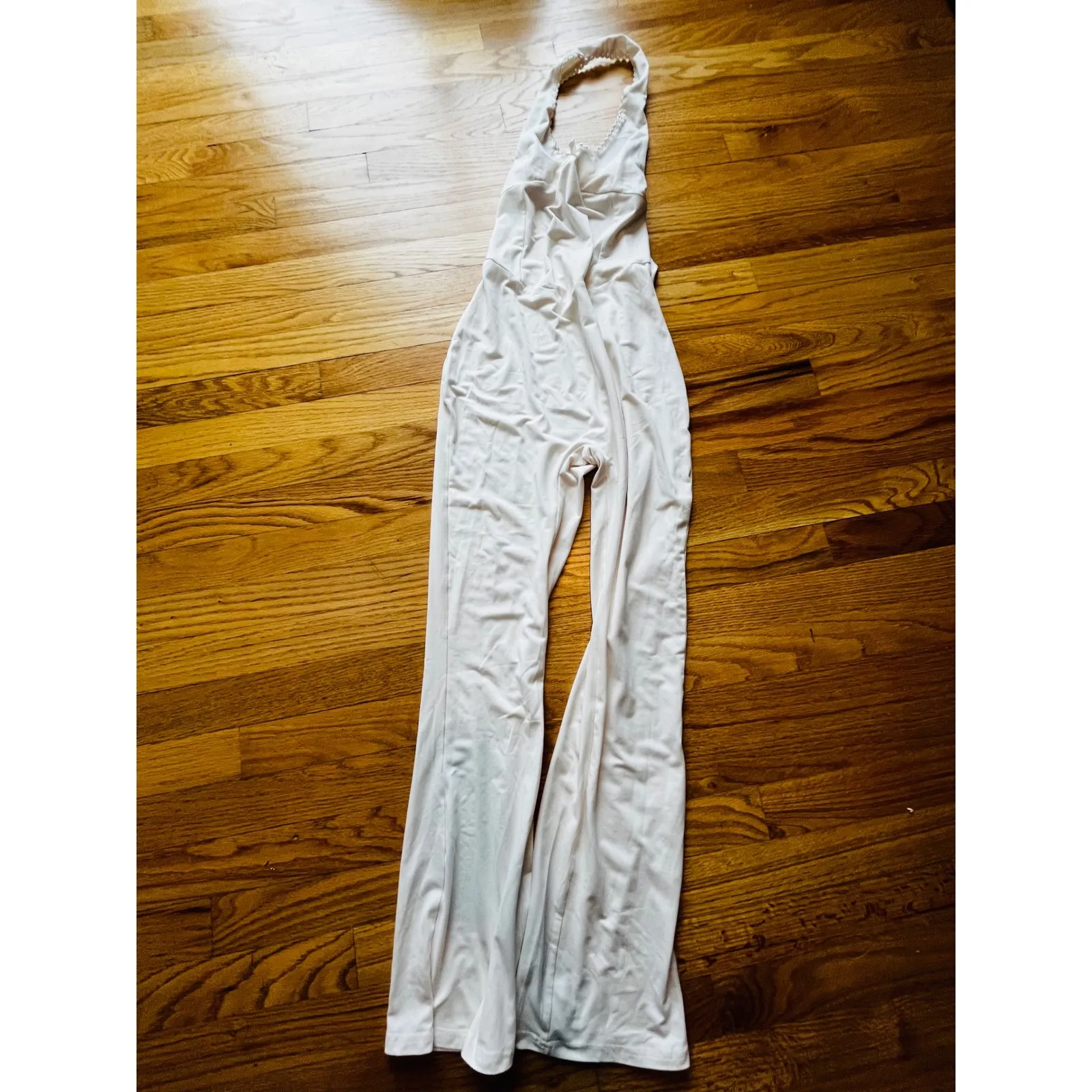White Halter Neck Wide Leg Jumpsuit Romper Women's Lounge S - Image 8