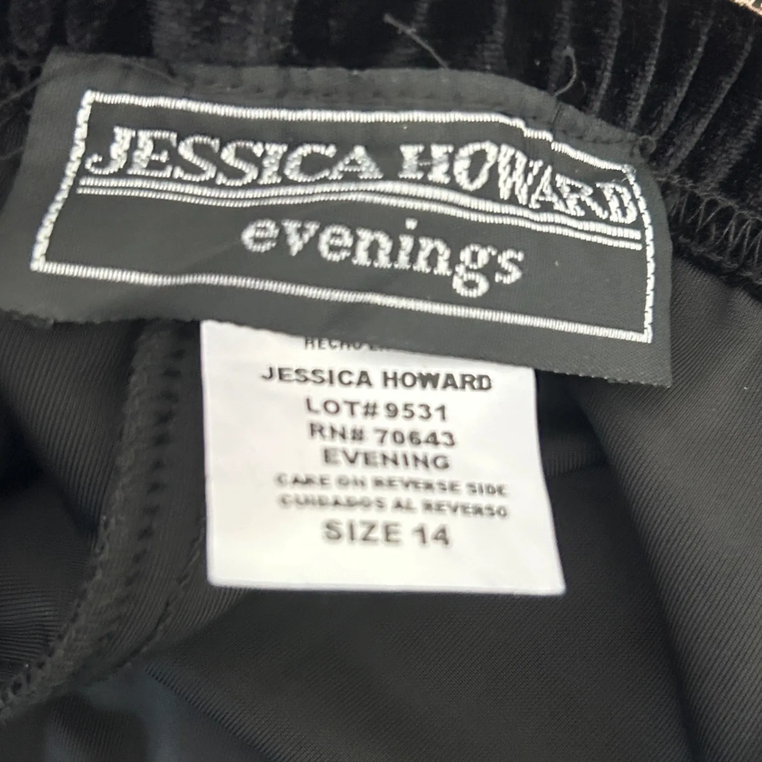 Jessica Howard Maxi Skirt 14 Black Velvet Mesh Flared Hem Whimsigoth Gothic - Image 5