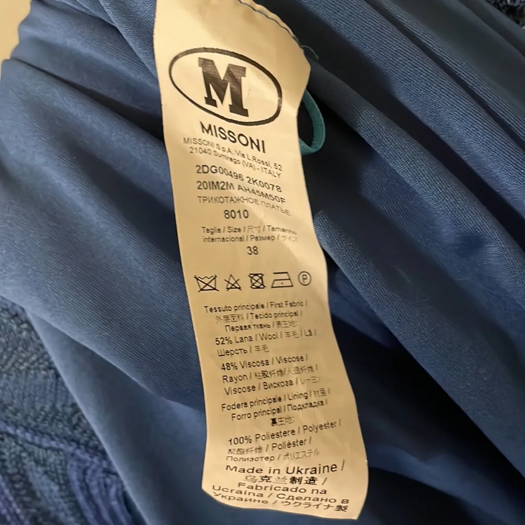 Missoni Collection royal blue knit dress with matching slip NWT (flaw) - Image 7