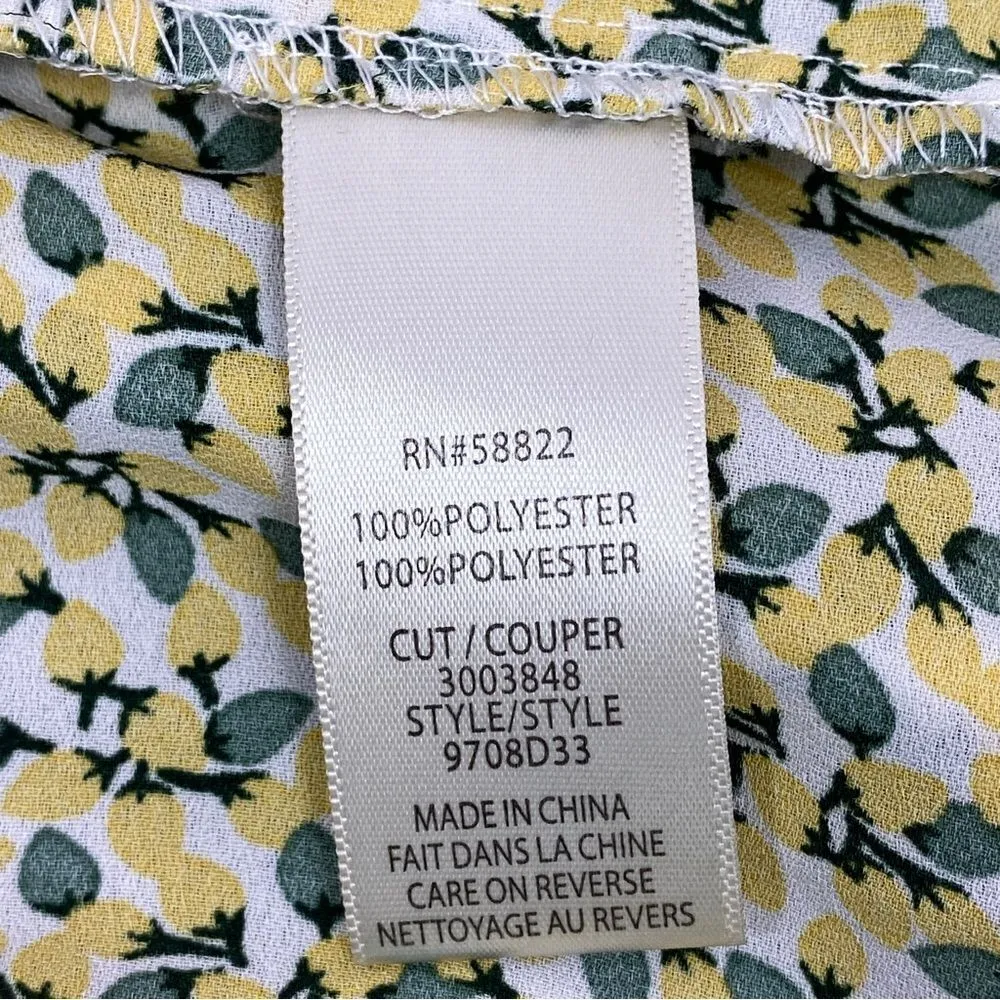 Max Studio Flower Bud Crepe Pleated Blouse Yellow Ivory Large - Image 12