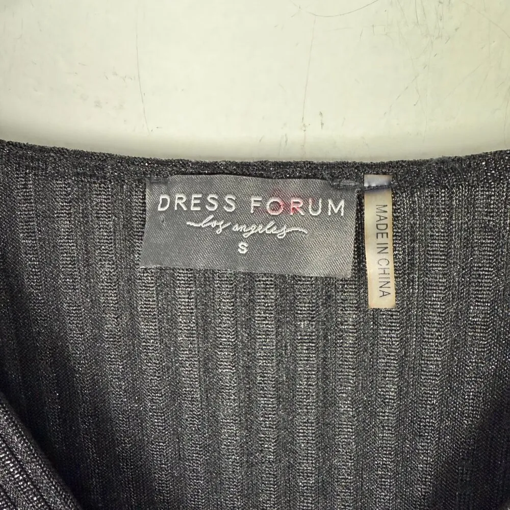 NWT  Long Sleeve Ribbed Metallic V-Neck Dress Black Size Small S NEW - Image 5