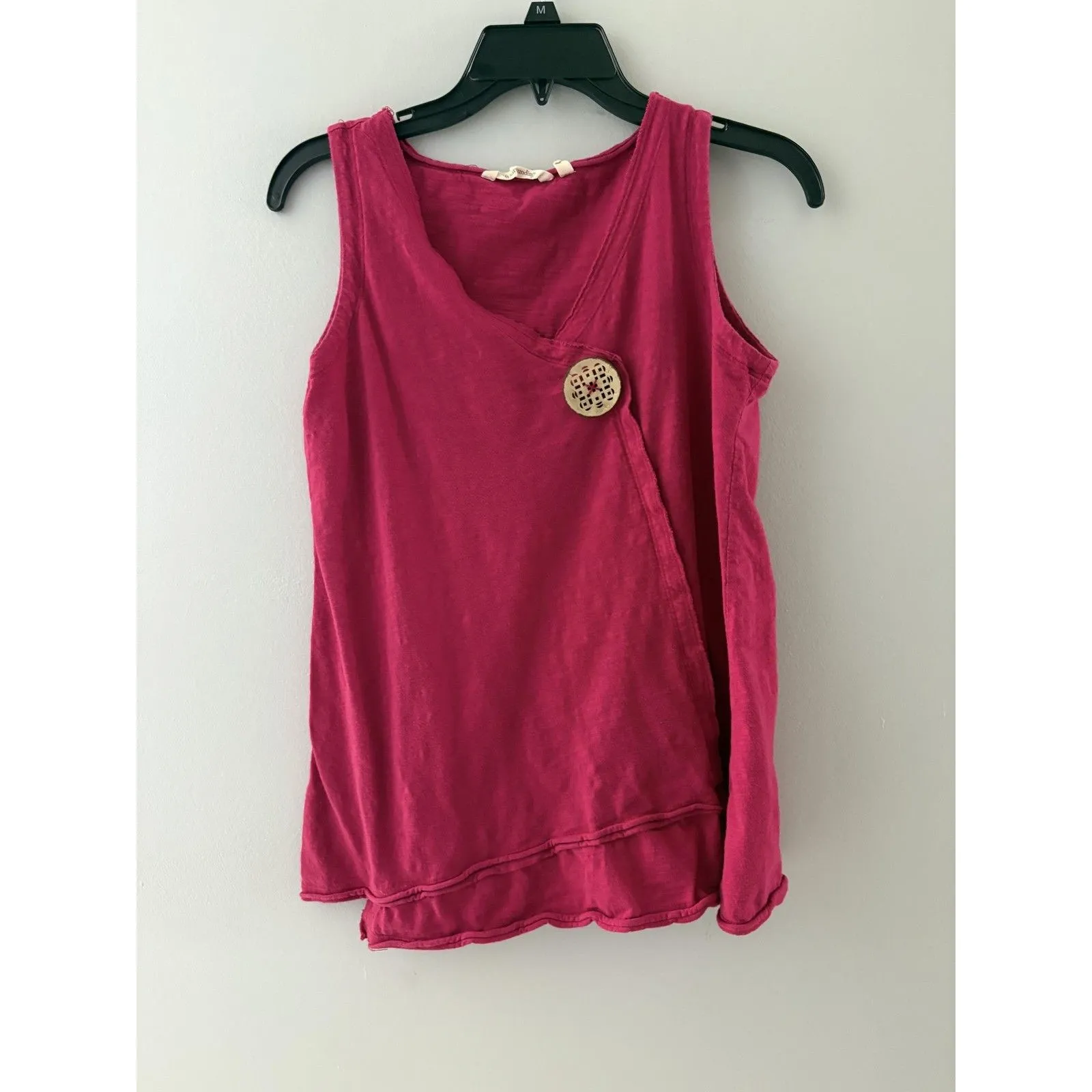 Soft Surroundings Tank Top S Raspberry Asymmetrical Button Accent Beach Minimal - Image 14
