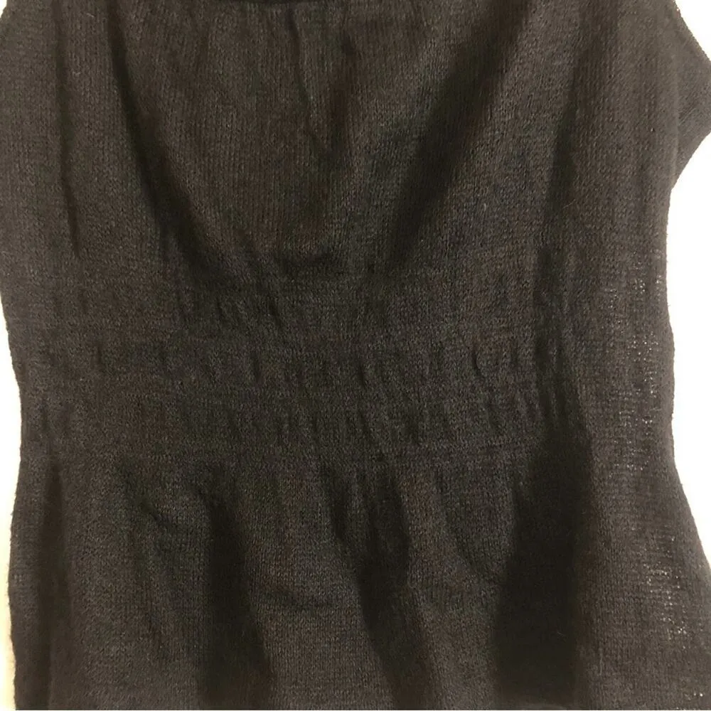 Tara Jarmon Kemi Black Knit Mohair Ruffle Neck Straps Peplum Tank Blouse Top Size 8 - Image 4