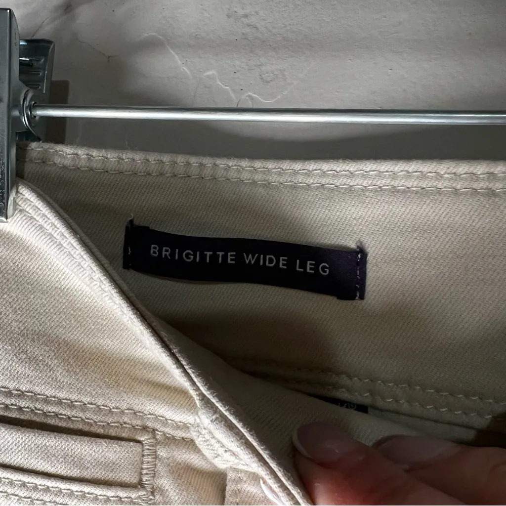 NYDJ Brigitte Wide Leg Crop High Rise Flare Feather Raw Hem Pants - Image 7