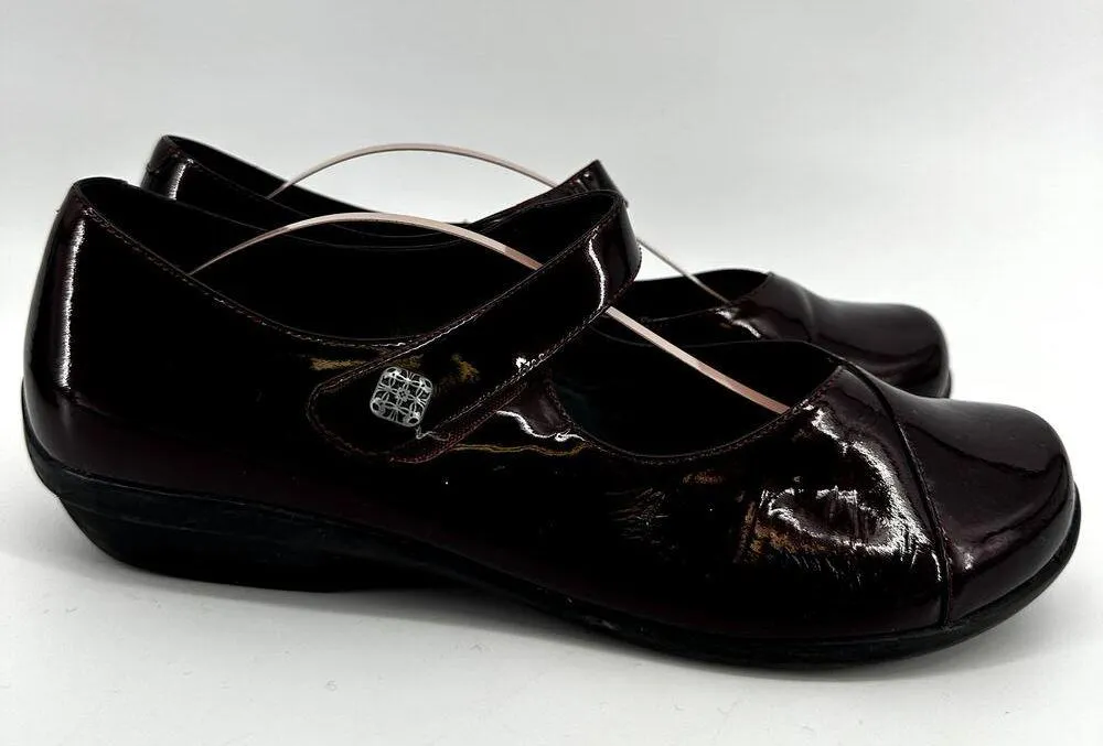 Dansko Opal Patent Mary Jane Flat Shoe Round Toe Leather Black Cherry EU41 US 10 - Image 3