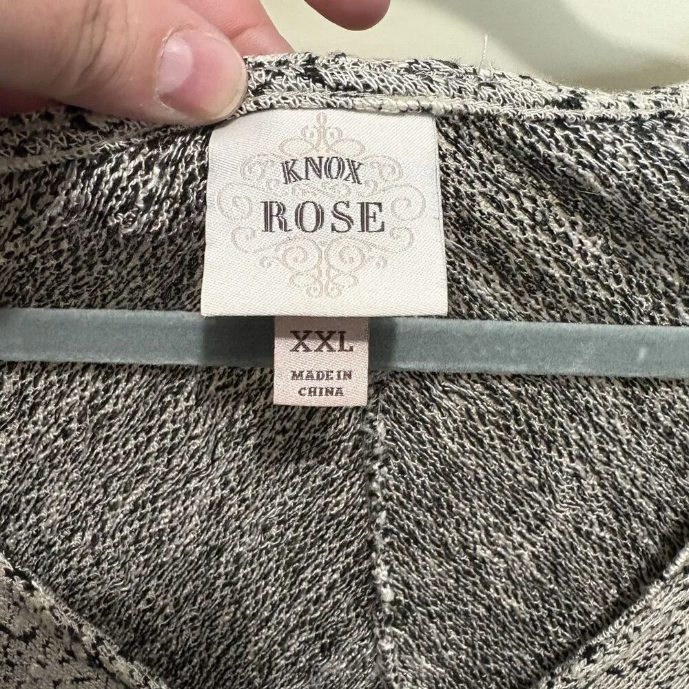 Knox Rose Top Tunic Asymmetric Extra Long Sleeve Women's XXL Black White Print - Image 6