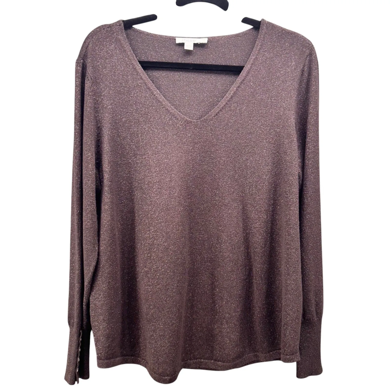 Chicos‎ Holiday Sweater Gray Large Or 2 - Image 2
