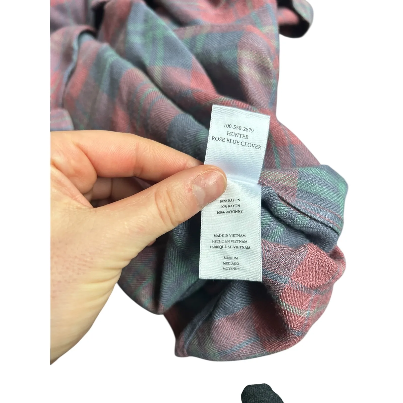 Rails Hunter Plaid Button Down Long Sleeve Shirt Rose Blue Clover Medium - Image 8