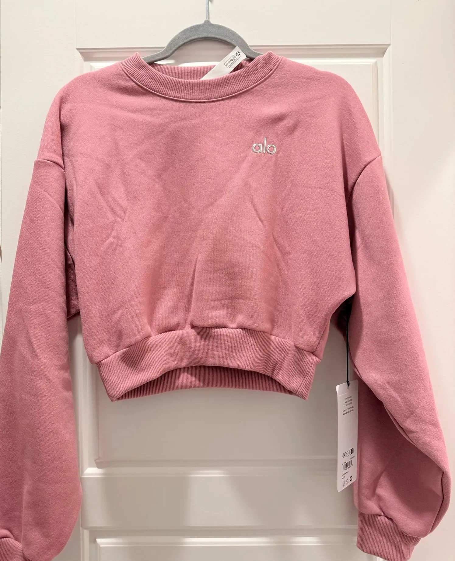Alo Cropped Accolade Crewneck Pink - $85 (33% Off Retail) New With 