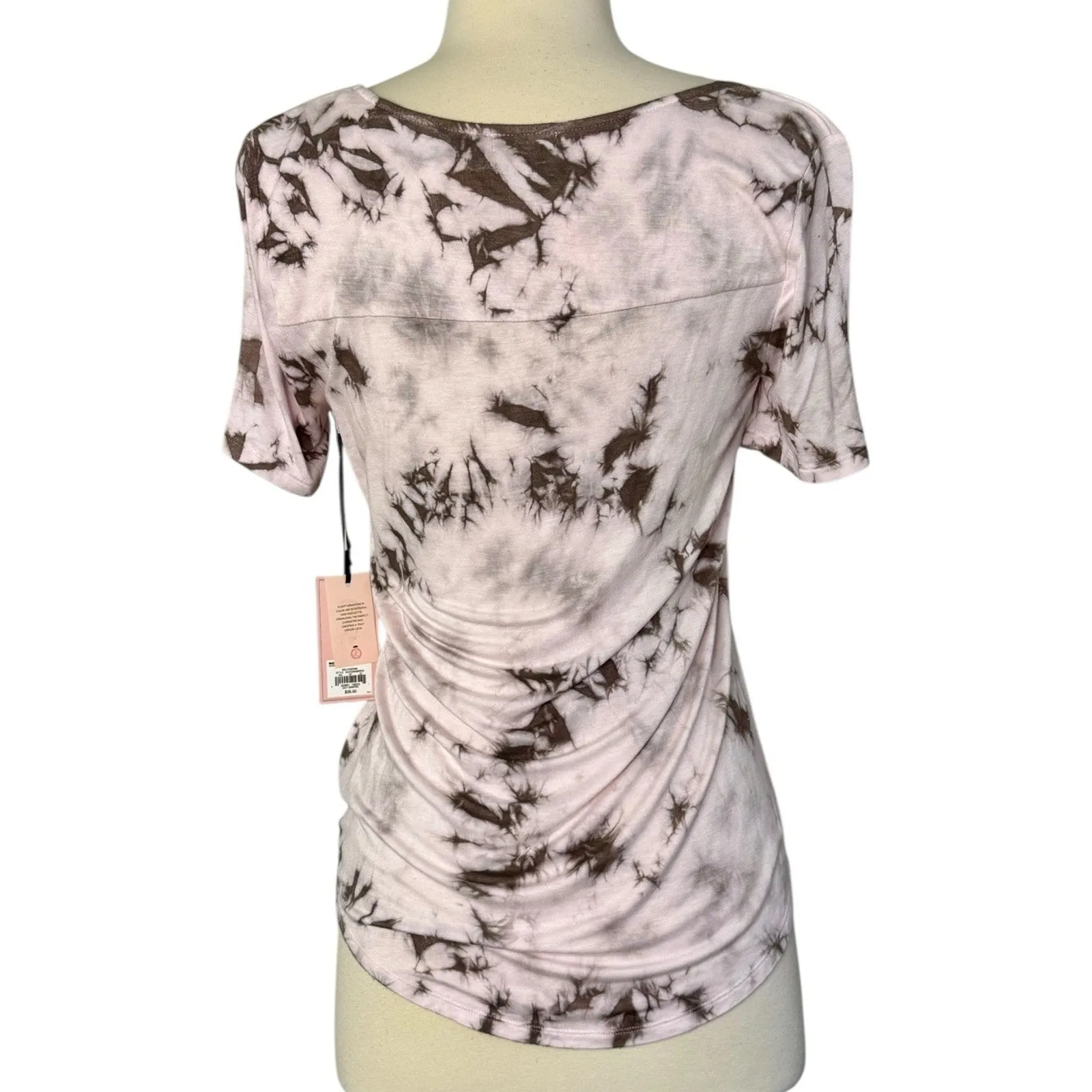 Y2K JUICY COUTURE Love Pink Tie Dye Glittery Sparkly Soft T Shirt Top Sz XS NWT - Image 7