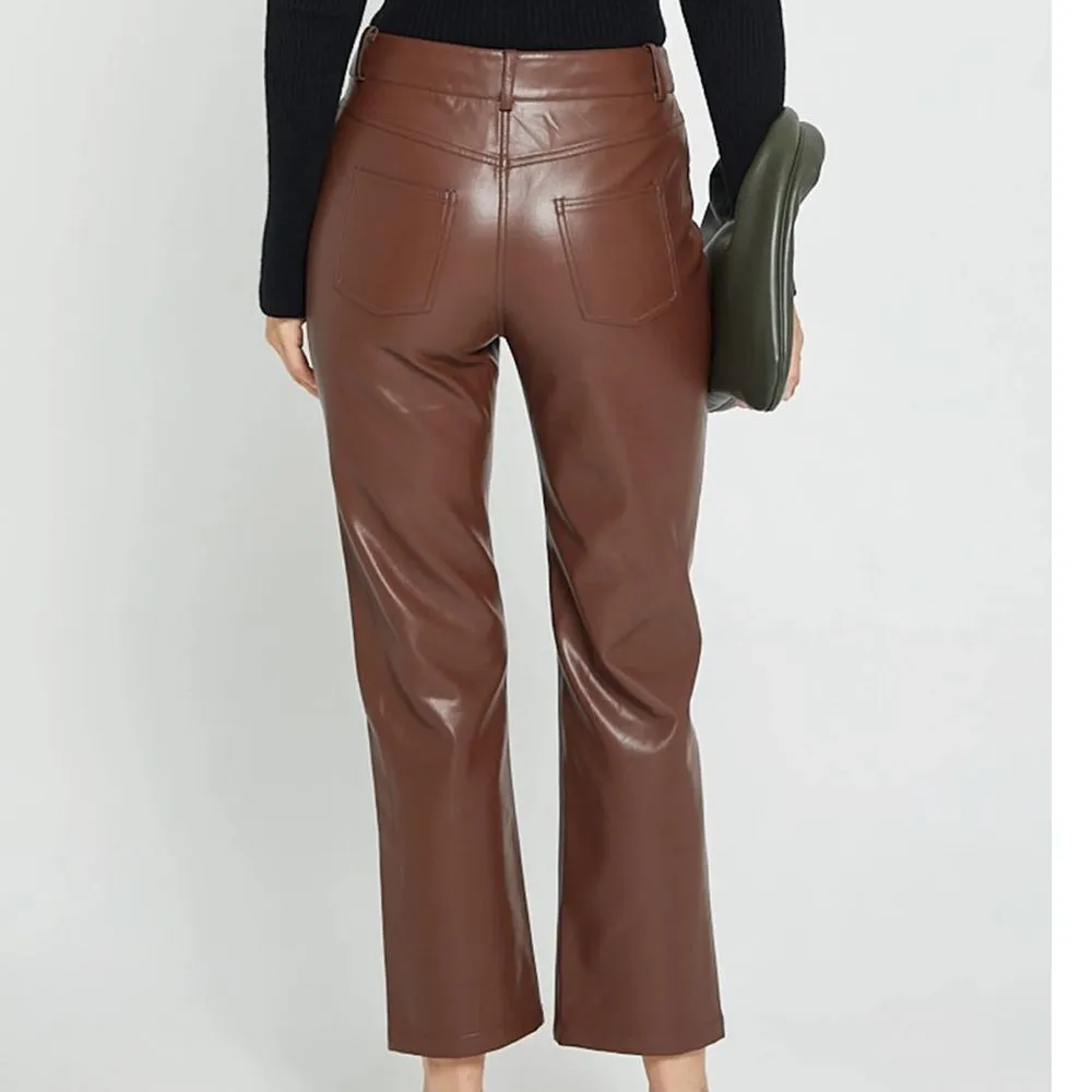 Kourt Tan Vegan Leather Pants(Size 2) Brown - Image 2
