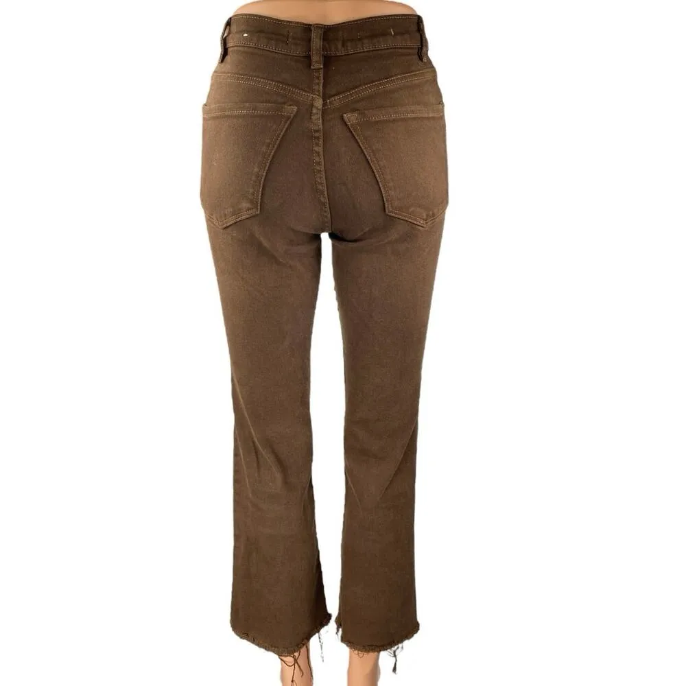 MNG Mango Sienna Women's Brown High Waist Flared Bootcut Denim Jeans Pants Sz 1 - Image 3