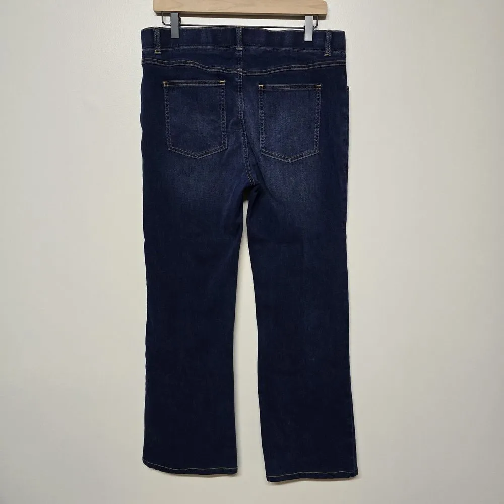 Betabrand 4-Pocket Jeans Sz Large Yoga Denim Pull on Pants Dark Wash Straight - Image 4