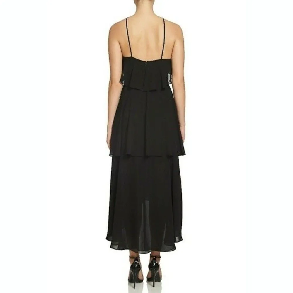New! CECE Cynthia Steffe Women's Ruffle Chiffon Black High-low Halter Dress 6 - Image 2