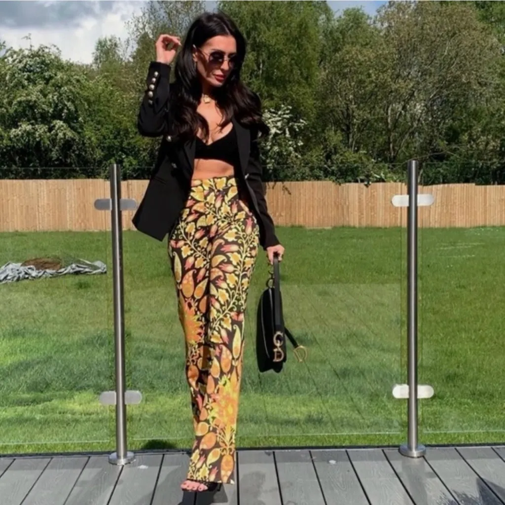 ZARA Multicolored 70s‎ Groove Paisley Print High Waist Flare Pants Size Large - Image 6