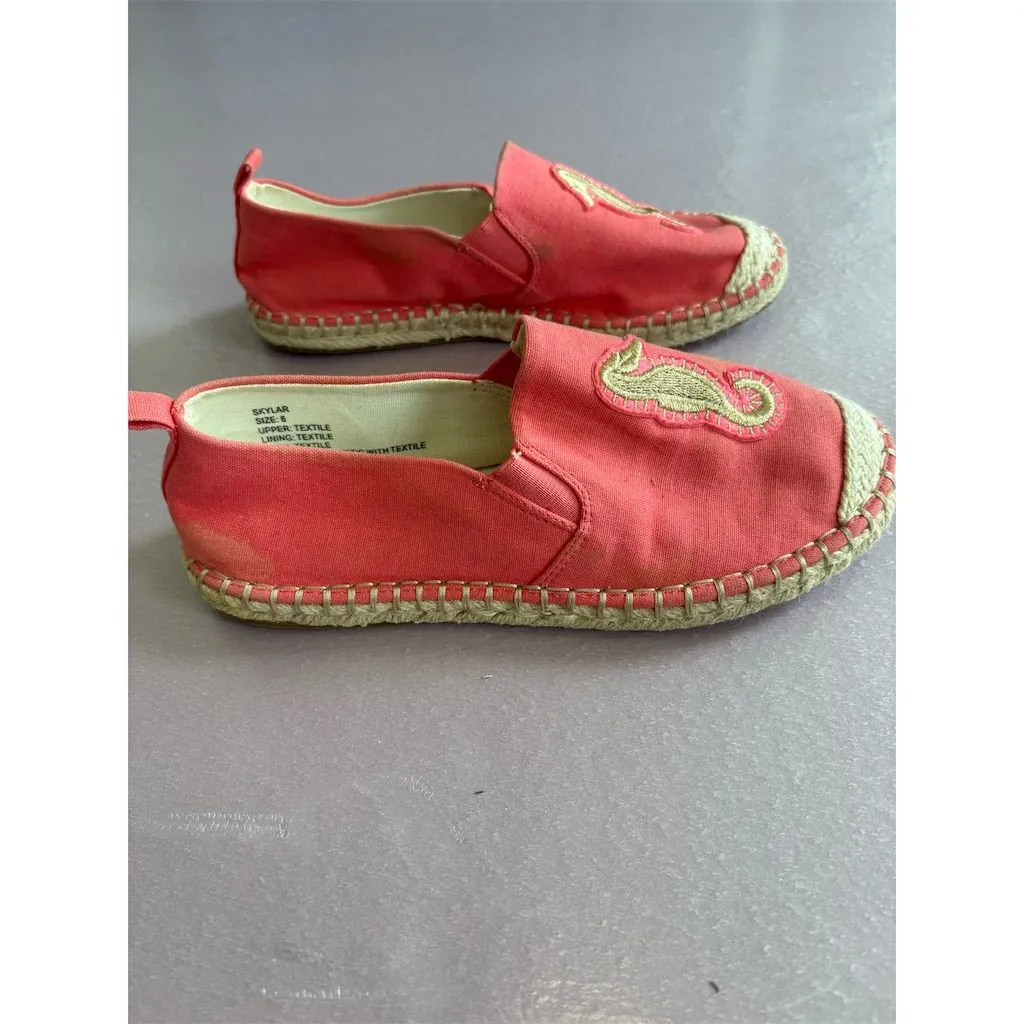 Crown & Ivy Women's Espadrilles Size 6 Pink Seahorse Slip-On‎ Shoes - Image 4