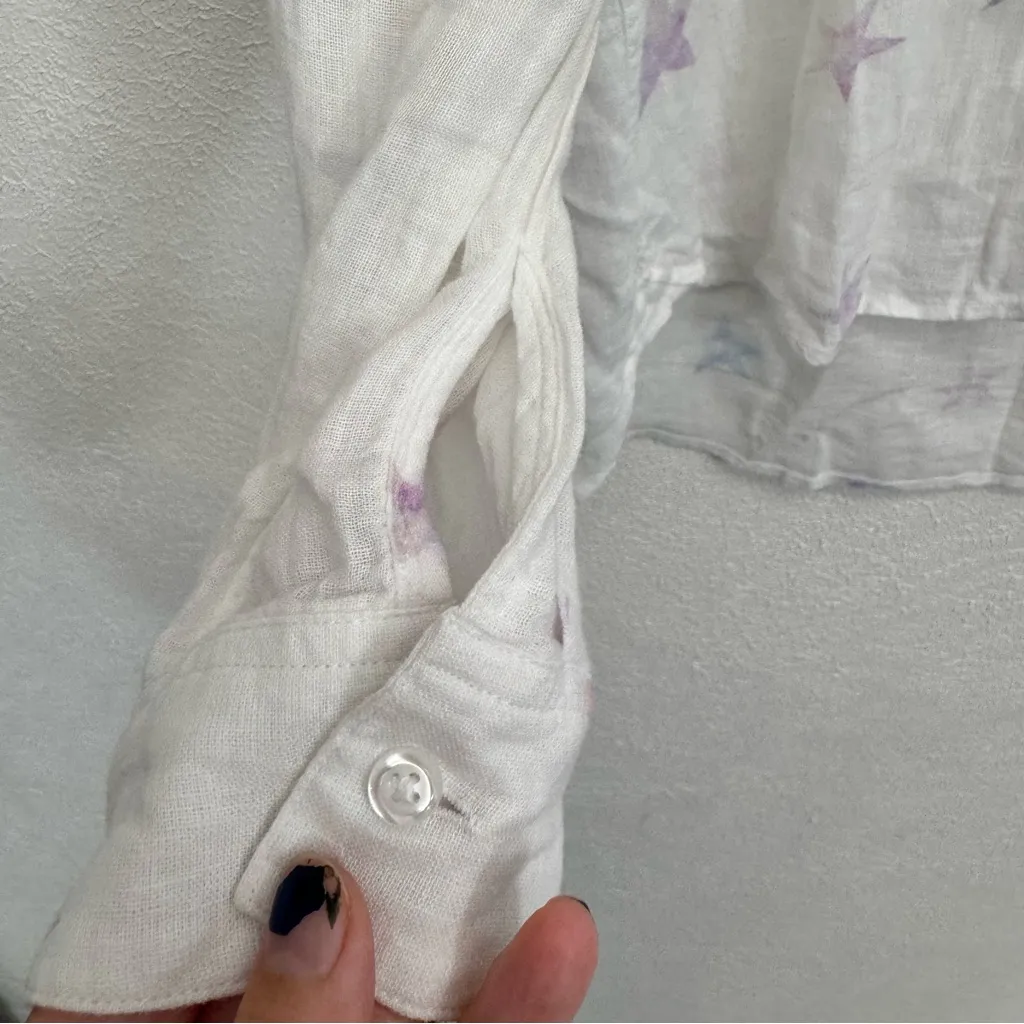 Rails Charli Tie Dye Stars White Linen Button Up Size Small - Image 6