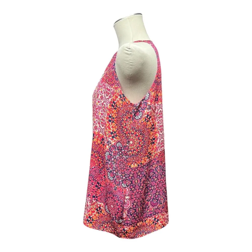 Adrienne Vittadini Sleeveless Top Pink Orange Blue Large - Image 3