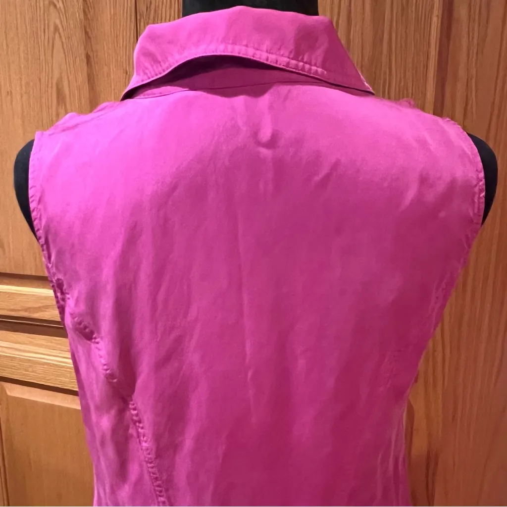 Soft Surroundings Cascade Sleeveless Shirt Dress in Fuchsia Size Medium - Image 7