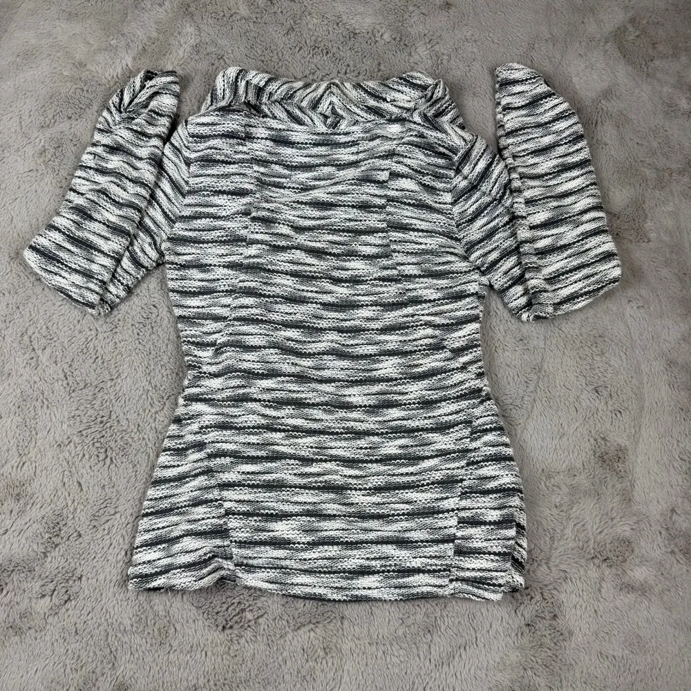 ANTHROPOLOGIE Saturday Sunday Knit Cardigan Open Front Striped Button Up Sweater Gray - Image 5