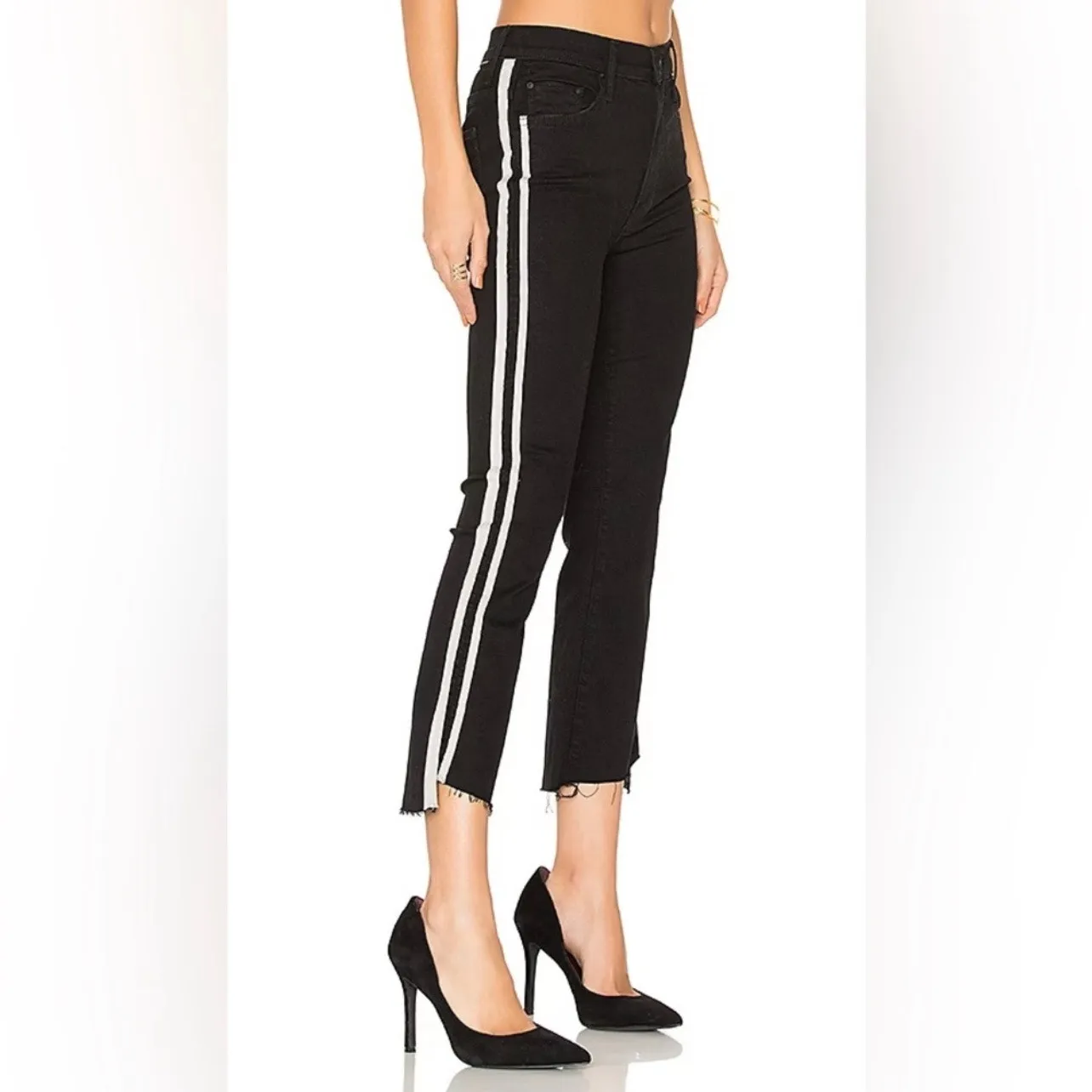 Mother Insider Crop Step Fray jeans in Guilty Racer black size 25 DR - Image 3