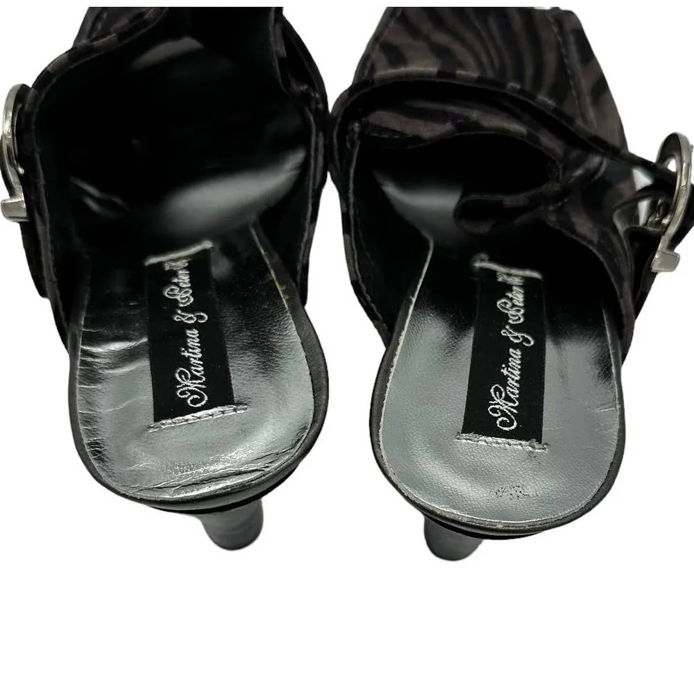 HELLE COMFORT BROWN BLACK ZEBRA PRINT FASHION WELLNESS MULES SIZE 6.5 - Image 3