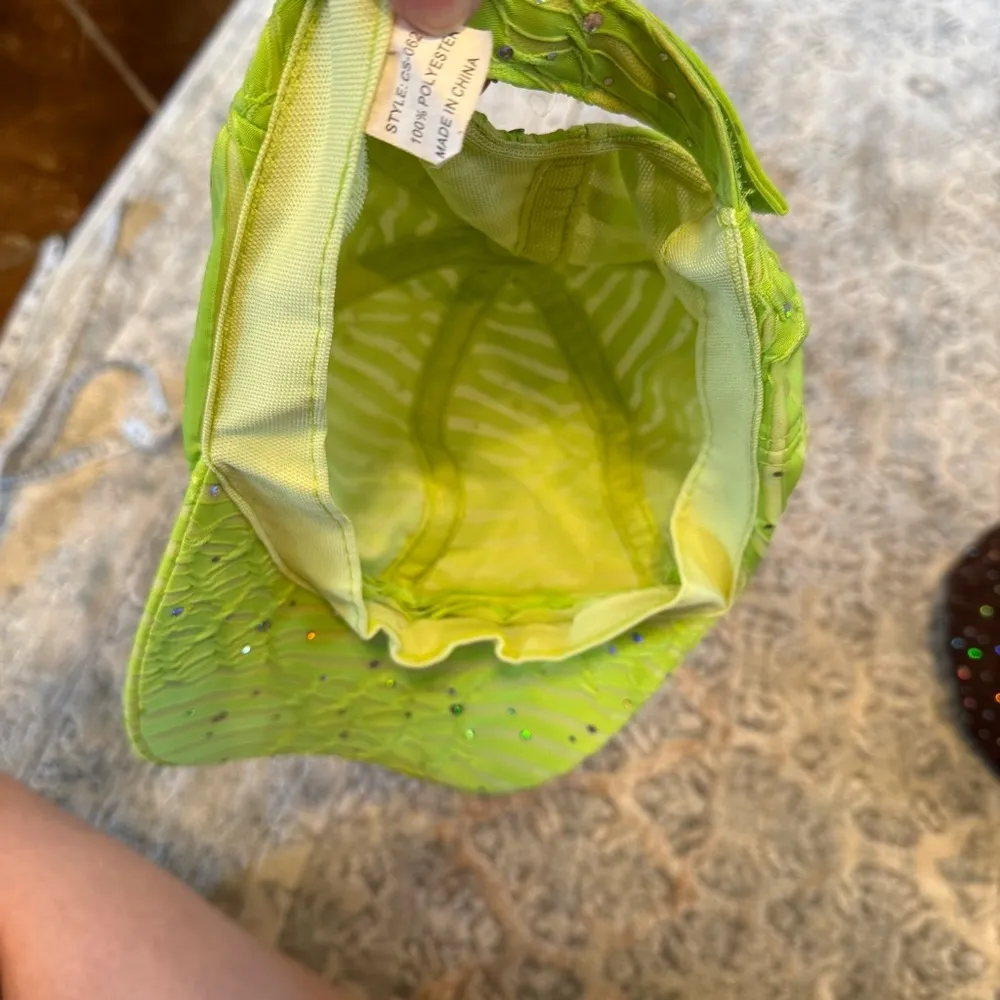 Vintage Brat Green Baseball Hat Rhinestone Sequins Sparkly Y2K Bling Mesh - Image 5